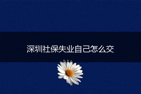 深圳社保失业自己怎么交
