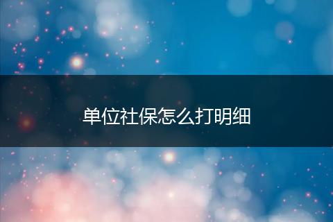 单位社保怎么打明细
