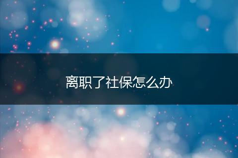 离职了社保怎么办