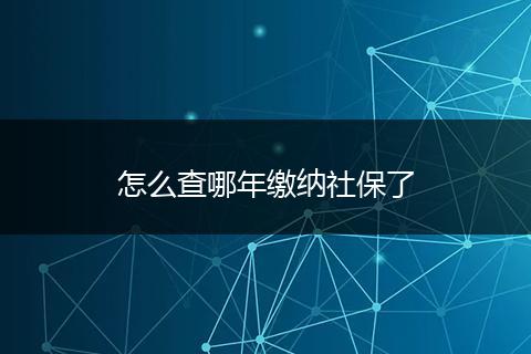 怎么查哪年缴纳社保了