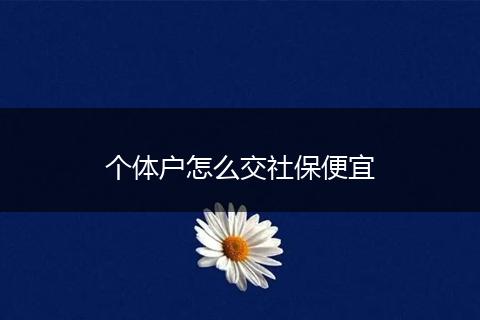 个体户怎么交社保便宜