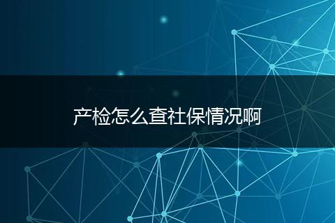 产检怎么查社保情况啊