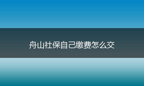舟山社保自己缴费怎么交