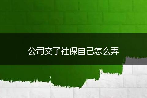 公司交了社保自己怎么弄