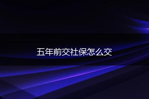 五年前交社保怎么交