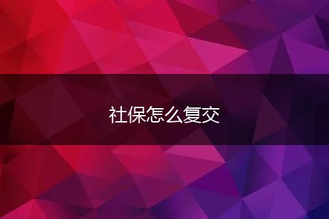 社保怎么复交