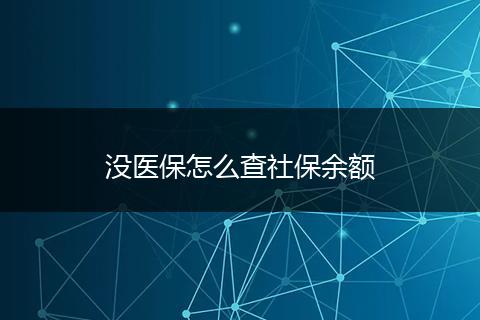 没医保怎么查社保余额
