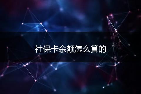 社保卡余额怎么算的