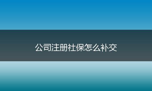 公司注册社保怎么补交
