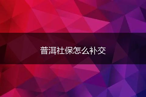 普洱社保怎么补交