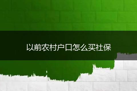 以前农村户口怎么买社保