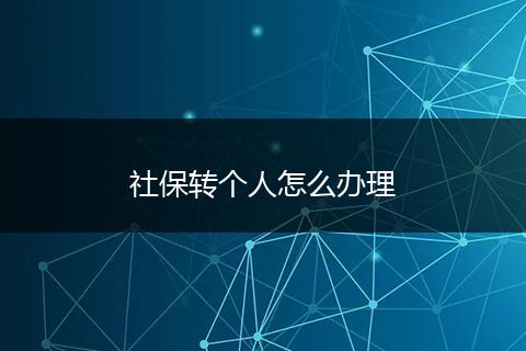 社保转个人怎么办理