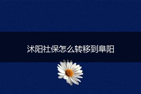 沭阳社保怎么转移到阜阳