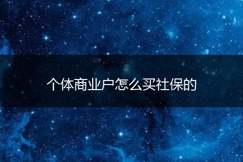 个体商业户怎么买社保的