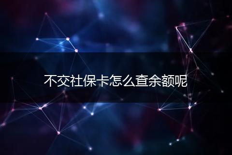 不交社保卡怎么查余额呢