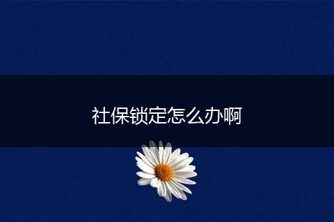 社保锁定怎么办啊