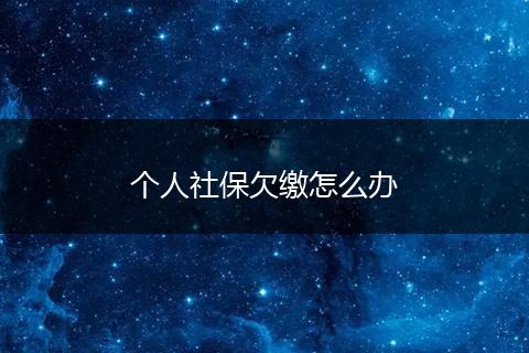 个人社保欠缴怎么办