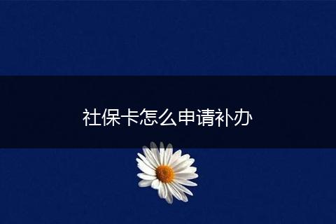 社保卡怎么申请补办