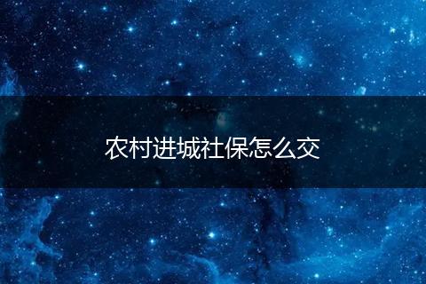 农村进城社保怎么交