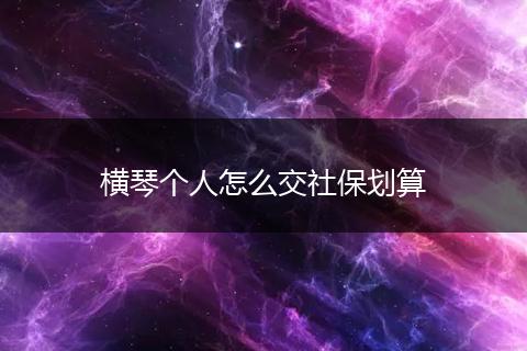 横琴个人怎么交社保划算
