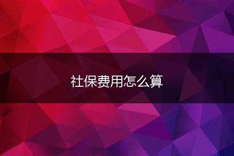 社保费用怎么算