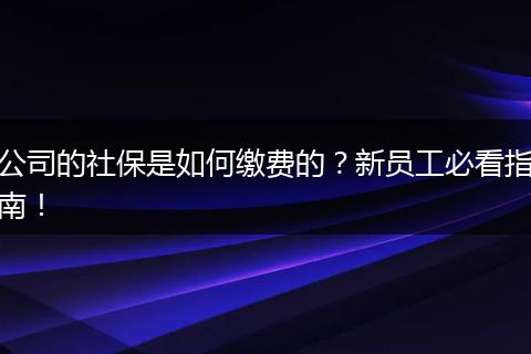 公司的社保是如何缴费的？新员工必看指南！
