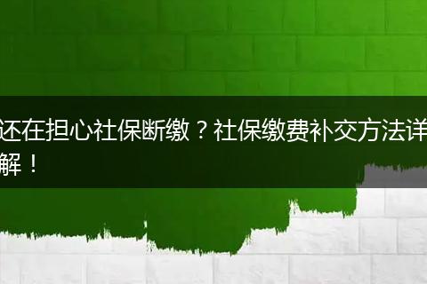 还在担心社保断缴？社保缴费补交方法详解！