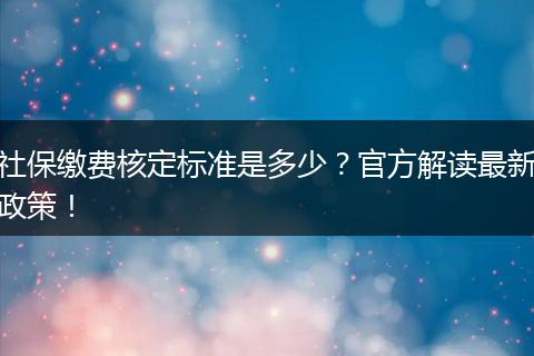 社保缴费核定标准是多少？官方解读最新政策！