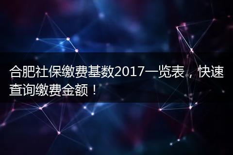 合肥社保缴费基数2017一览表，快速查询缴费金额！