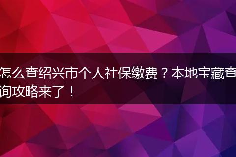 怎么查绍兴市个人社保缴费？本地宝藏查询攻略来了！