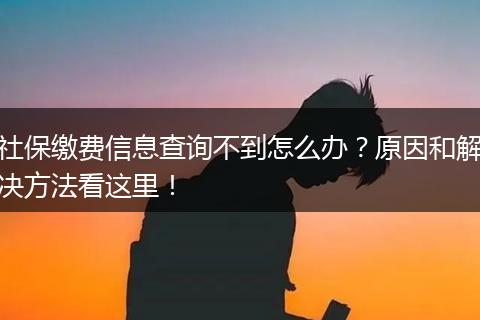 社保缴费信息查询不到怎么办？原因和解决方法看这里！