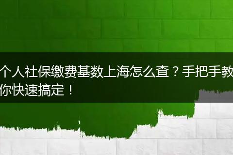 个人社保缴费基数上海怎么查？手把手教你快速搞定！