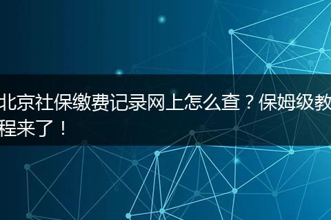 北京社保缴费记录网上怎么查？保姆级教程来了！