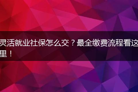 灵活就业社保怎么交？最全缴费流程看这里！
