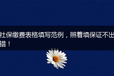 社保缴费表格填写范例，照着填保证不出错！
