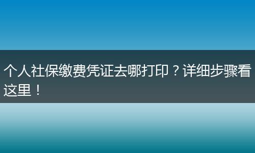 个人社保缴费凭证去哪打印？详细步骤看这里！
