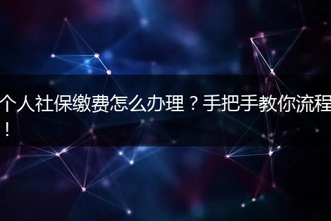 个人社保缴费怎么办理？手把手教你流程！