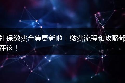 社保缴费合集更新啦！缴费流程和攻略都在这！