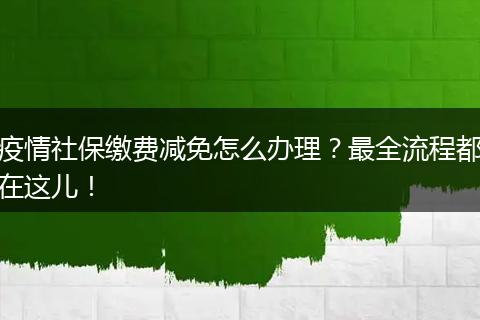疫情社保缴费减免怎么办理？最全流程都在这儿！
