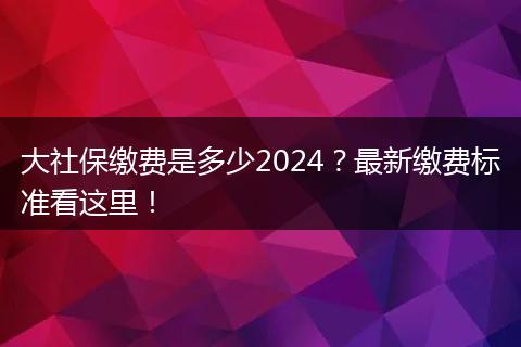 大社保缴费是多少2024？最新缴费标准看这里！