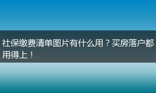 社保缴费清单图片有什么用？买房落户都用得上！