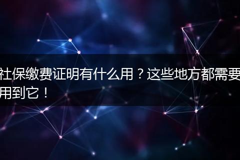 社保缴费证明有什么用？这些地方都需要用到它！
