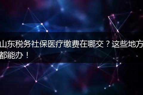 山东税务社保医疗缴费在哪交？这些地方都能办！