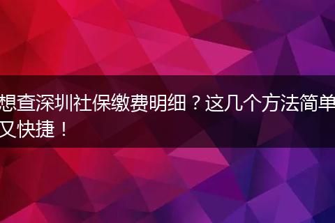想查深圳社保缴费明细？这几个方法简单又快捷！