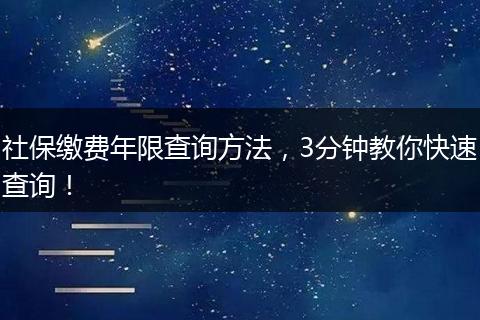社保缴费年限查询方法，3分钟教你快速查询！