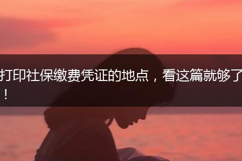 打印社保缴费凭证的地点，看这篇就够了！