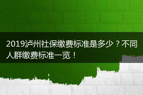2019泸州社保缴费标准是多少？不同人群缴费标准一览！