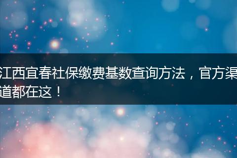 江西宜春社保缴费基数查询方法，官方渠道都在这！