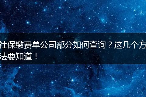 社保缴费单公司部分如何查询？这几个方法要知道！