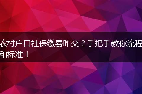 农村户口社保缴费咋交？手把手教你流程和标准！
